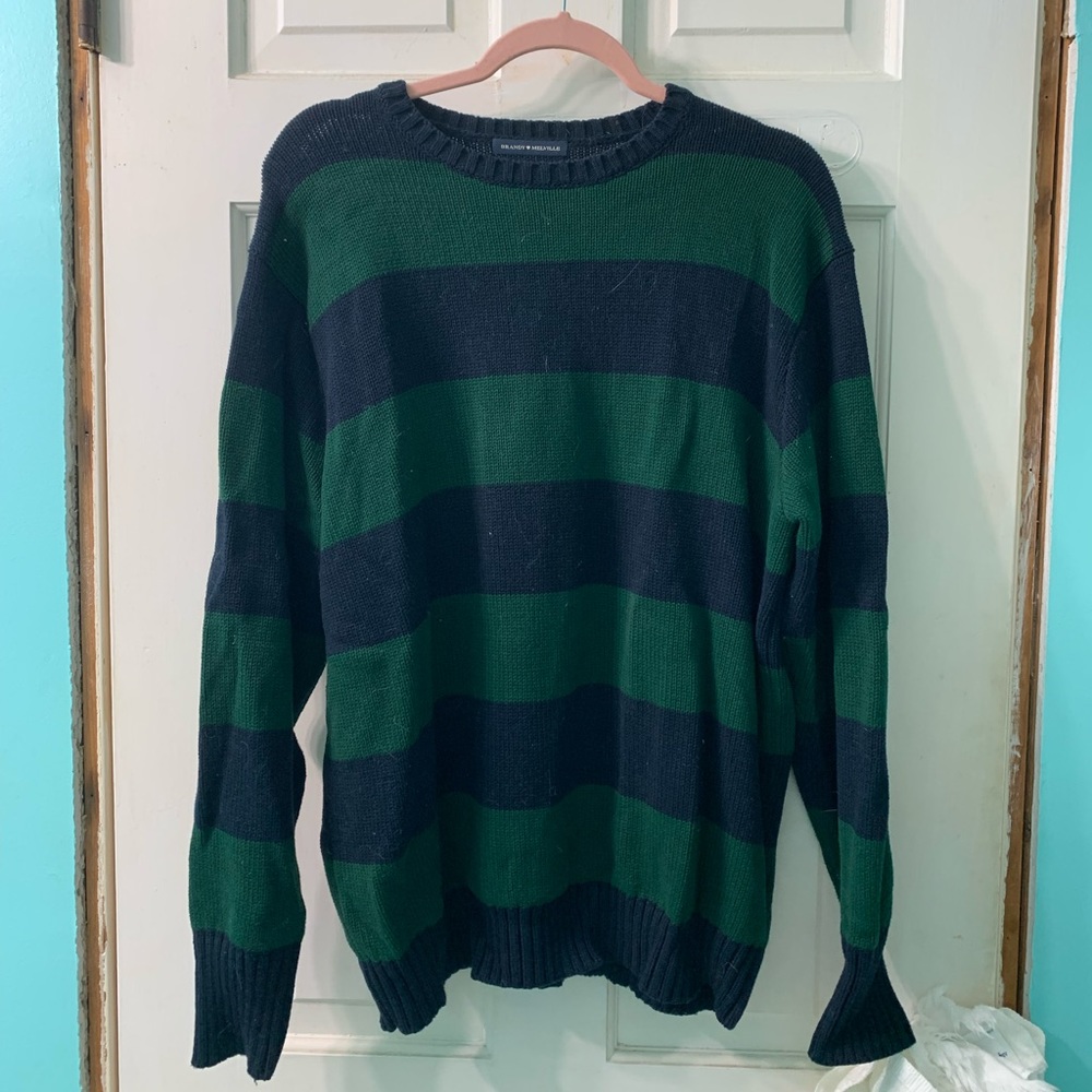 brandy melville blue & green striped sweater